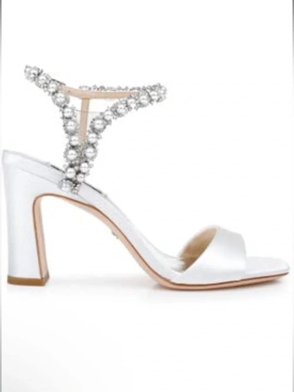 Badgley Mischka | Shoes | Badgley Mischka Korins White Satin Crystal ...
